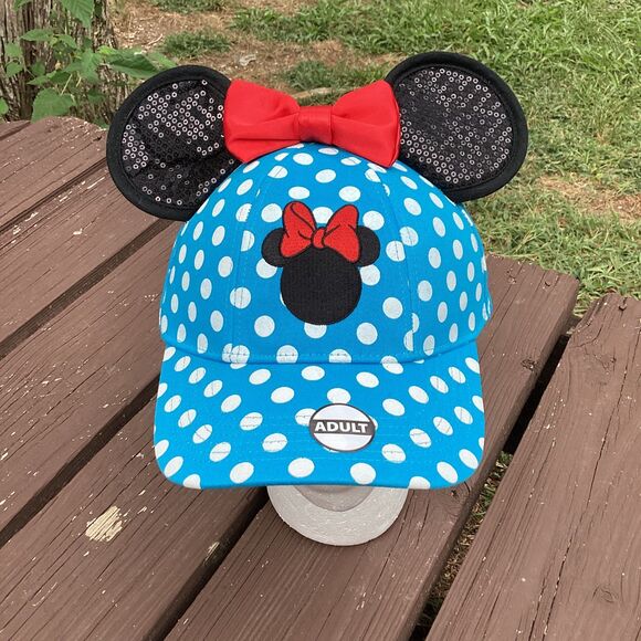 Disney Accessories - Disney Minnie Mouse Polka Dot Ear Hat Blue Adult Cap Jerry Leigh NWT